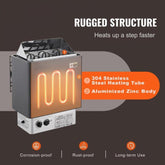 Sauna Heater, 4.5KW 220V Electric Sauna Stove, Steam Bath Sauna Heater with Built-In Controls, 3h Timer and Adjustable Temp for Max. 105-210 Cubic Feet, Home Hotel Spa Shower Use, FCC Certification